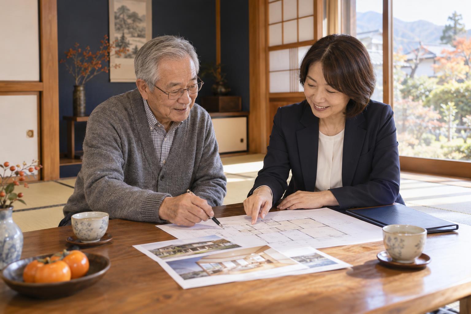会長が、相続した家についての相談を受けている